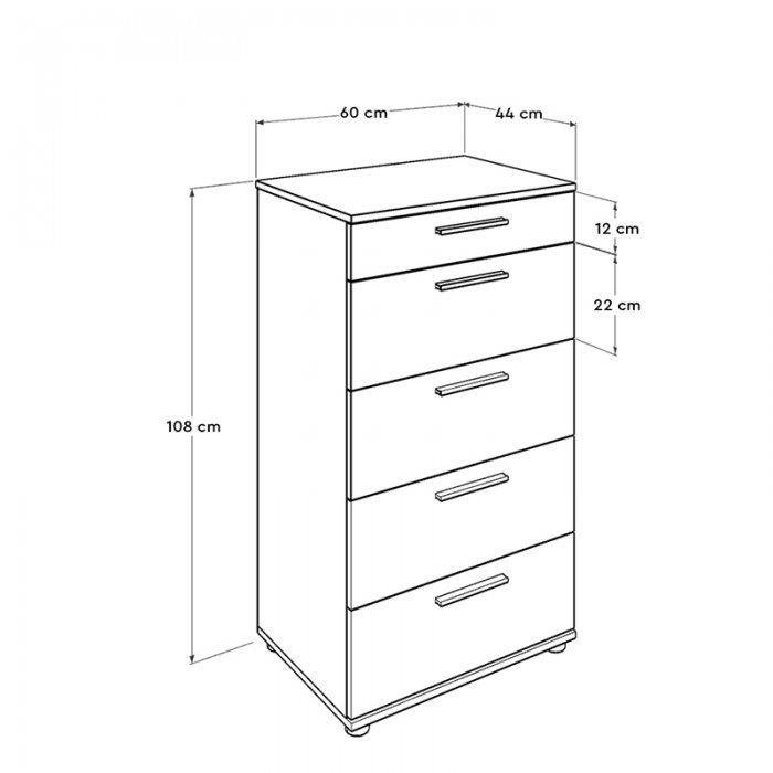 Συρταριέρα μελαμίνης Trendline Megapap σε χρώμα sonoma 60x44x108εκ.