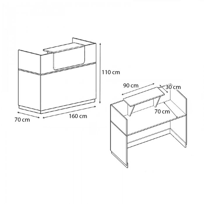 Γραφείο reception Lemmon Megapap χρώμα λευκό 160x70x110εκ.