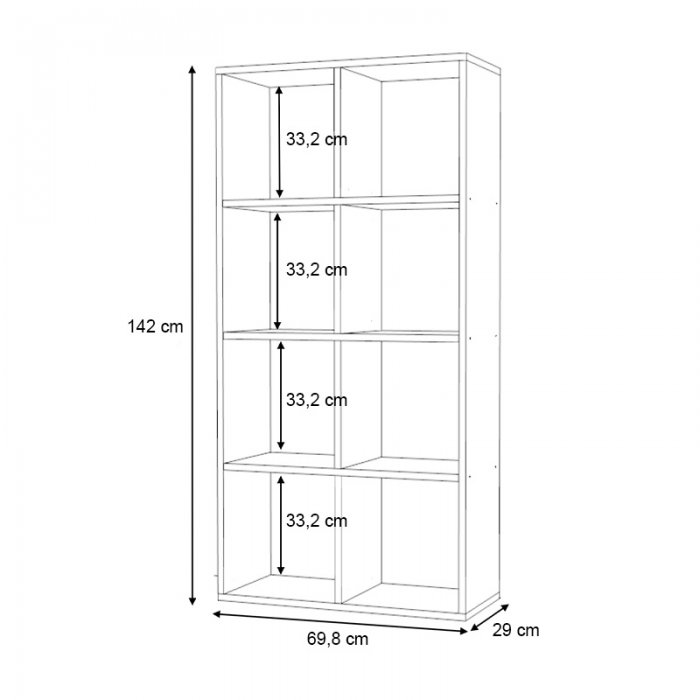 Βιβλιοθήκη Anser Megapap χρώμα λευκό 69,8x29x142εκ.