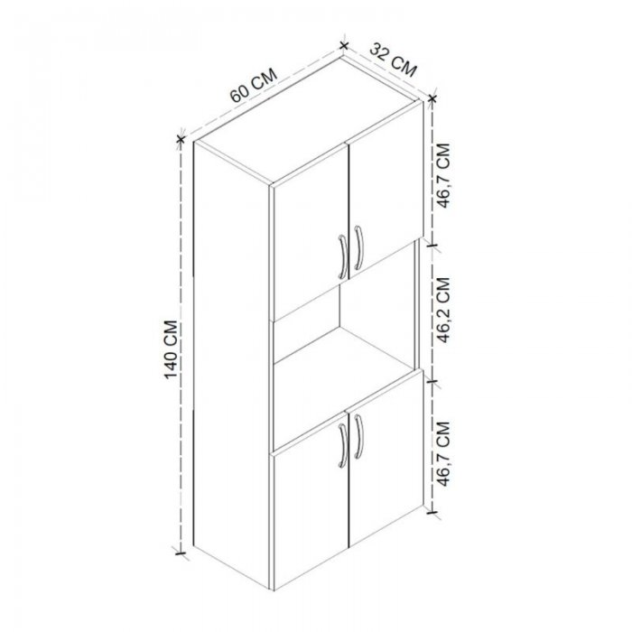 Ντουλάπα κουζίνας Armado Megapap χρώμα sapphire oak 60x32x140εκ.