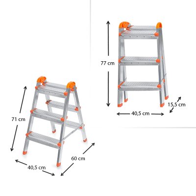 Σκάλα Double Step Perilla μεταλλική 3+3 σκαλοπάτια 71εκ.