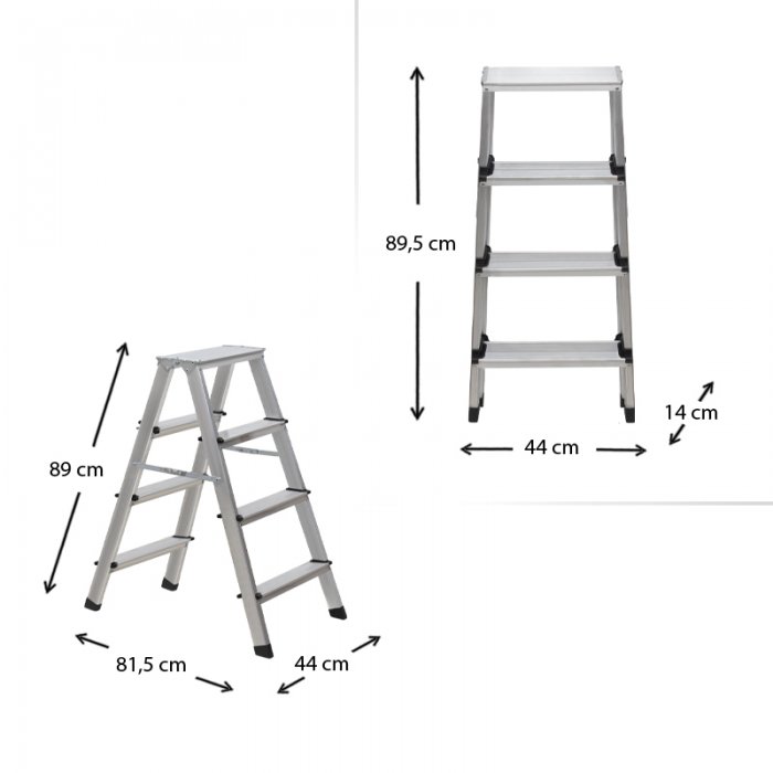 Σκάλα Double Step Perilla αλουμινίου 4+4 σκαλοπάτια 82,5εκ.