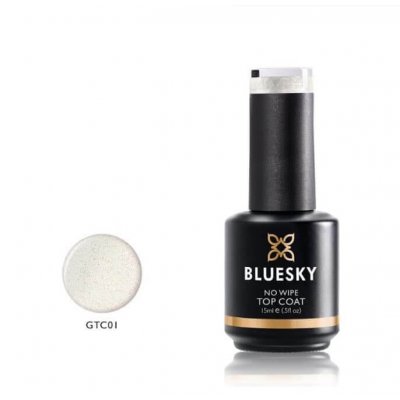 Bluesky Uv Gel Polish Top Coat No Wipe With Glitter GCT01-Silver Hue 15ml