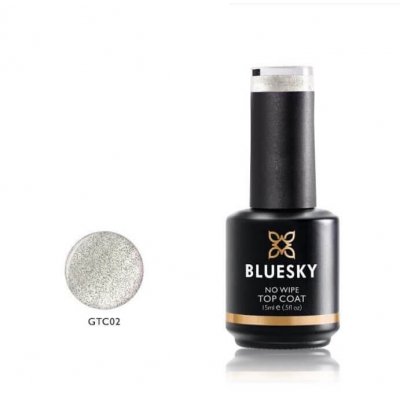 Bluesky Uv Gel Polish Top Coat No Wipe With Glitter GTC02-Silver Hue 15ml