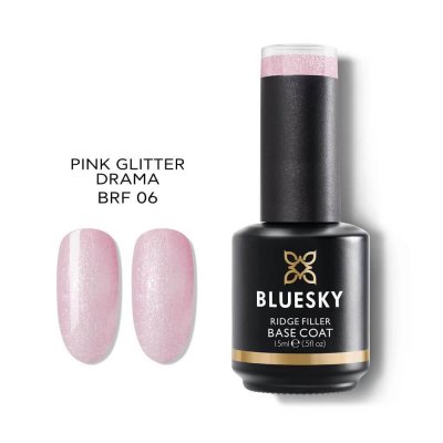 Bluesky Rubber Base Coat Pink Glitter Drama BRF06 15ml