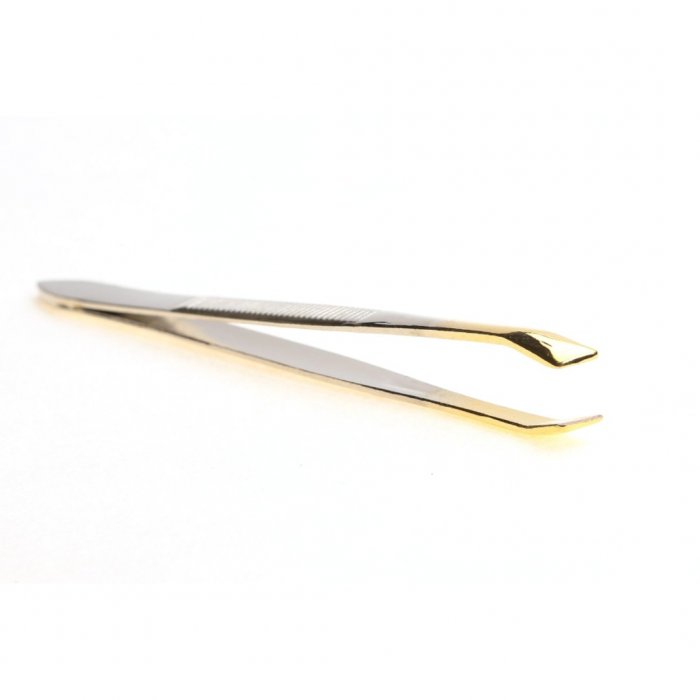 CS Beauty Gold Tip Slant Tweezer