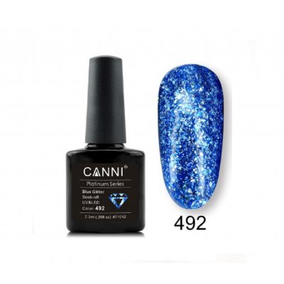 Canni Platinum Gel Polish 492 Blue Glitter 7.3ml 