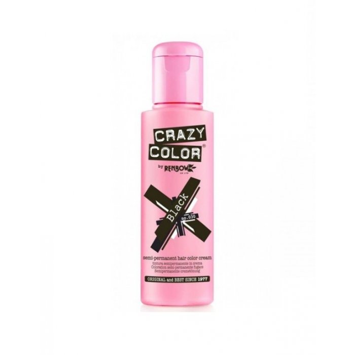 Crazy Color Semi-permanent Hair Dye 030 Black 100ml