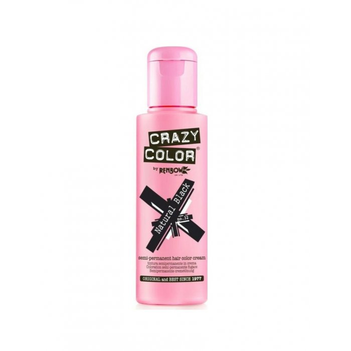 Crazy Color Ημιμόνιμη Κρέμα Βαφή 032 Natural Black 100ml