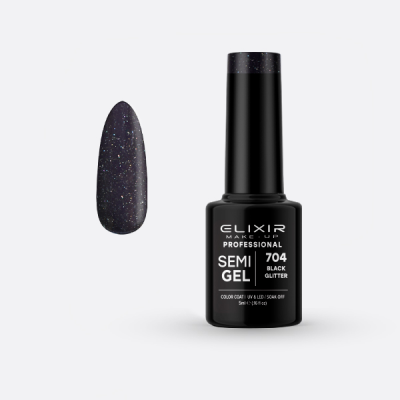 Elixir Make Up Semigel 704 Black Glitter 5ml