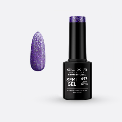 Elixir Make Up Semigel 697 Lilac Glitter 5ml