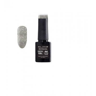 Elixir Make Up Semigel Color Coat Soak Off 561 Glitter Silver 5ml