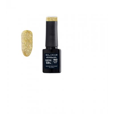 Elixir Make Up Semigel Color Coat Soak Off 562 Glitter Gold 5ml