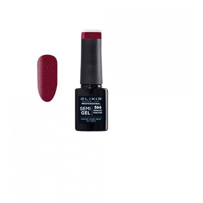 Elixir Make Up Semigel Color Coat Soak Off 566 Metallic Oxblood 5ml