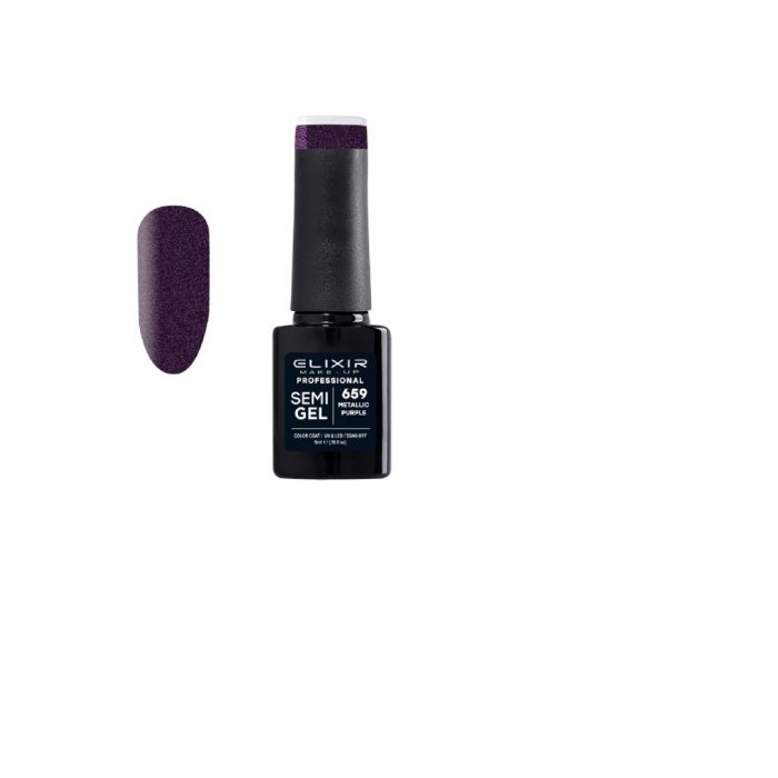 Elixir Make Up Semigel Color Coat Soak Off 659 Metallic Purple 5ml