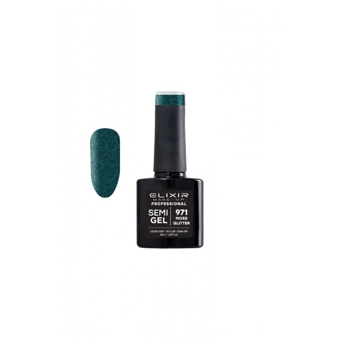 Elixir Make Up Semigel Color Coat Soak Off 971 Moss Glitter 8ml