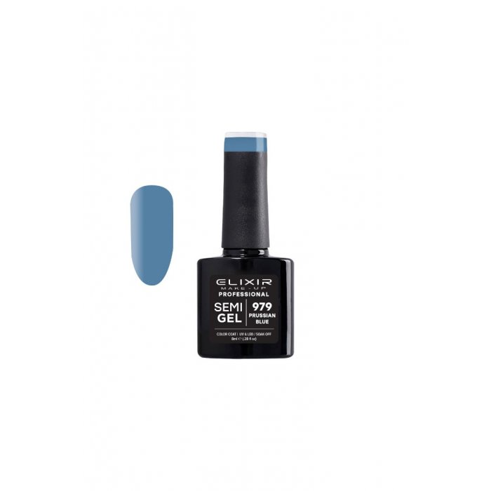 Elixir Make Up Semigel Color Coat Soak Off 979 Prusian Blue 8ml