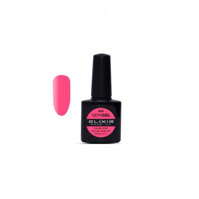 Elixir Make Up Semigel Color Coat Soak Off 824 Fluorescent Pink 8ml