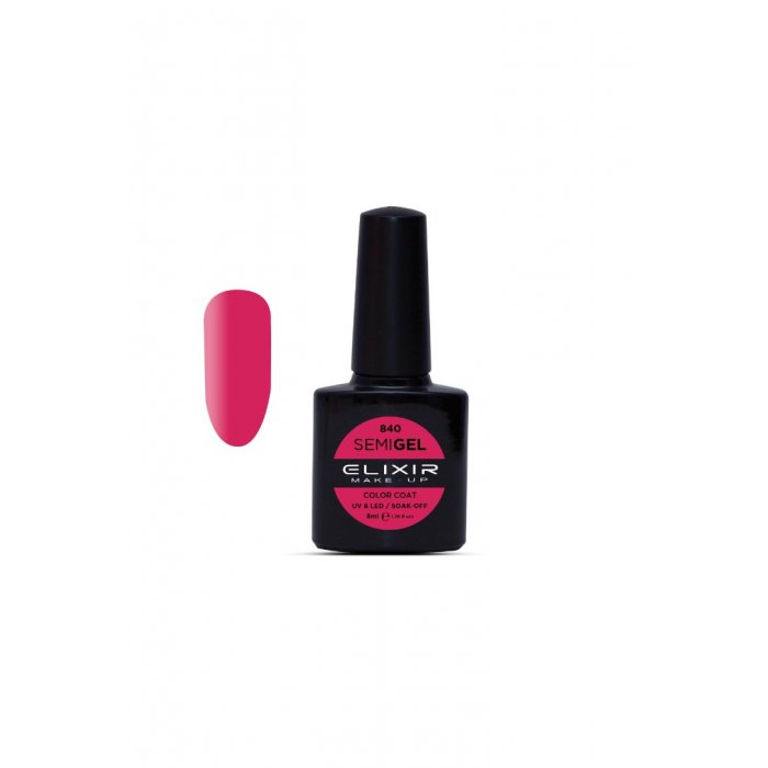 Elixir Make Up Semigel Color Coat Soak Off 840 Raspberry Pink 8ml