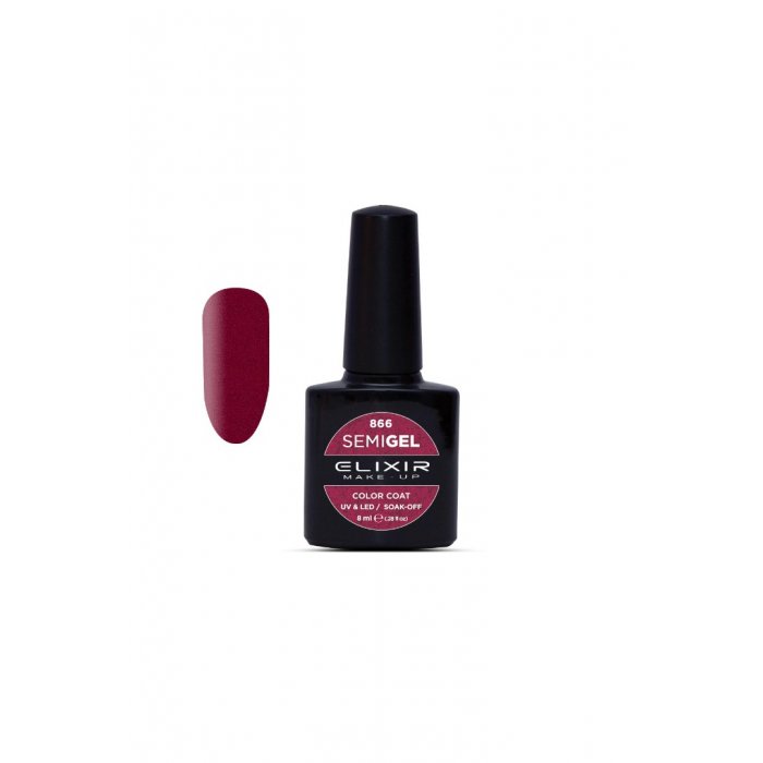 Elixir Make Up Semigel Color Coat Soak Off 866 Metallic Oxblood 8ml