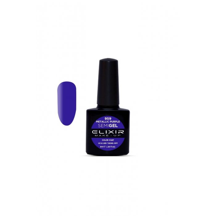 Elixir Make Up Semigel Color Coat Soak Off 959 Metallic Purple 8ml