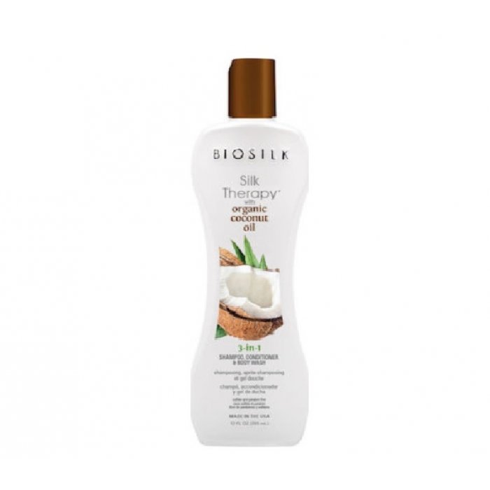 Biosilk Silk Therapy Organic Coconut Oil 3 in 1 Shampoo-Conditioner-Body Wash 355ml