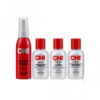 CHI Infra The Essentials Kit (Infra Shampoo 59ml ,44 Iron Guard 59ml, Infra Treatment and Silk Infusion 59ml)