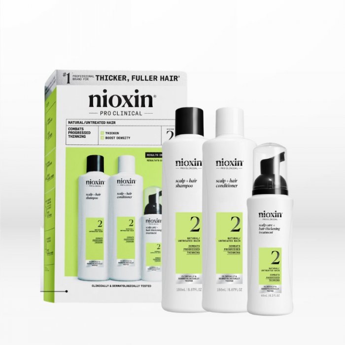 Nioxin System 2 Loyalty Kit Natural Hair, Progressed Thinning (Σαμπουάν 300ml, Γαλάκτωμα 300ml, Θεραπεία 100ml)