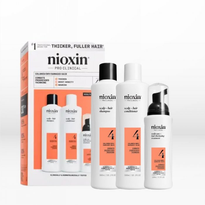 Nioxin System 4 Loyalty Kit Colored Hair with Progressed Thinning (Σαμπουάν 300ml, Γαλάκτωμα 300ml, Θεραπεία 100ml)