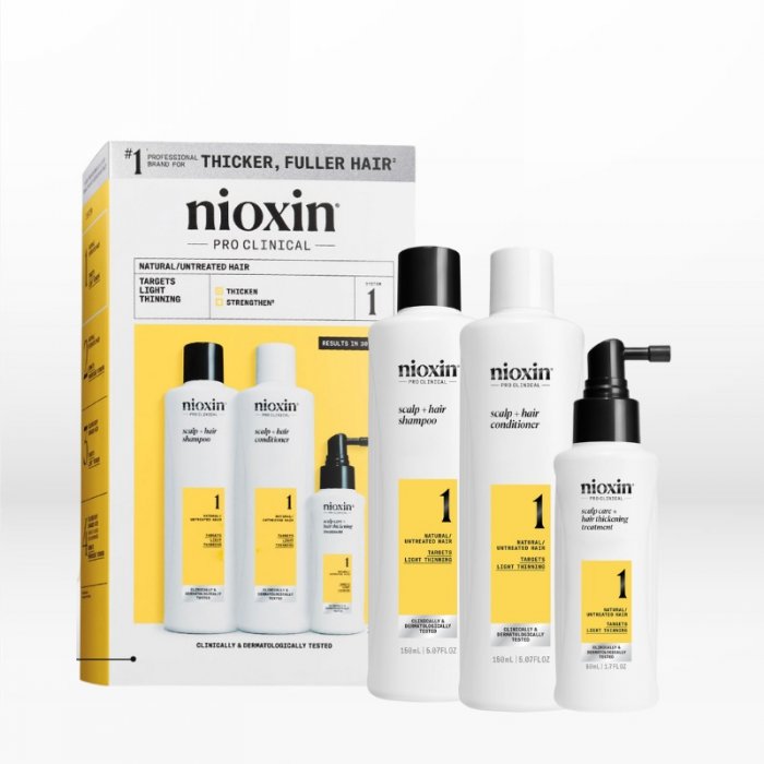 Nioxin System 1 Trial Kit Natural Hair, Light Thinning (Σαμπουάν 150ml, Γαλάκτωμα 150ml, Θεραπεία 50ml)