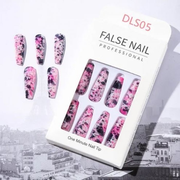 Nail Tips Colorful Long Box 3D With Glue/Sticker Νο5 (30τμχ)