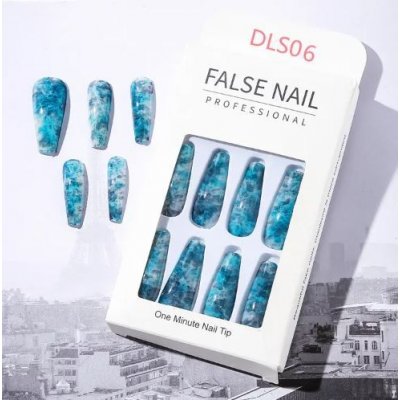 Nail Tips Colorful Long Box 3D With Glue/Sticker No6 (30pcs)