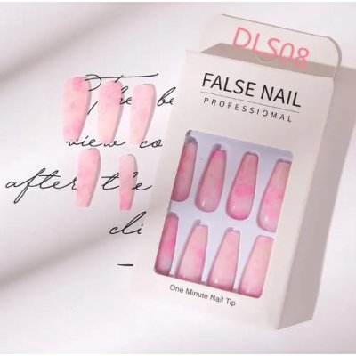 Nail Tips Colorful Long Box 3D With Glue/Sticker Νο8 (30τμχ)