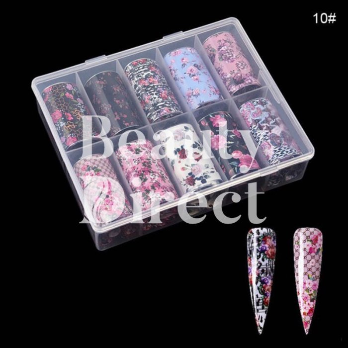 Nail Art Foil Συσκευασία 10 Τεμαχίων Πολύχρωμο 10