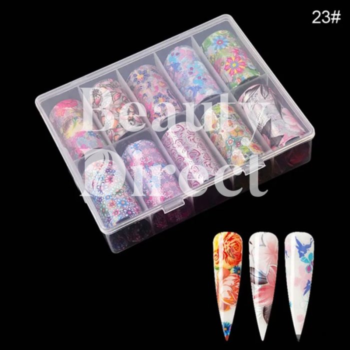 Nail Art Foil Συσκευασία 10 Τεμαχίων Πολύχρωμο 23