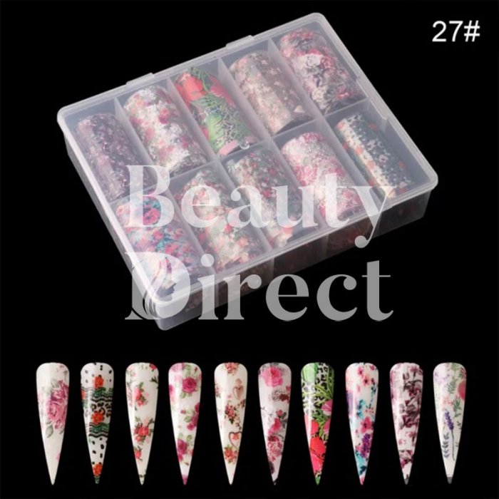 Nail Art Foil Συσκευασία 10 Τεμαχίων Πολύχρωμο 27