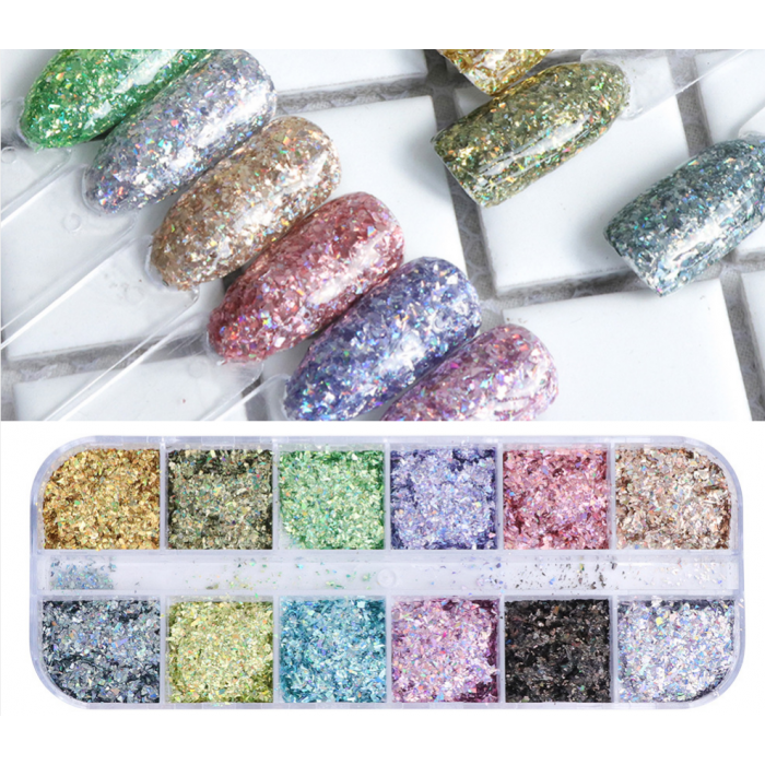 Σκόνες Παλέτα Glitter Powder Flash Magic Candy 12 Αποχρώσεων