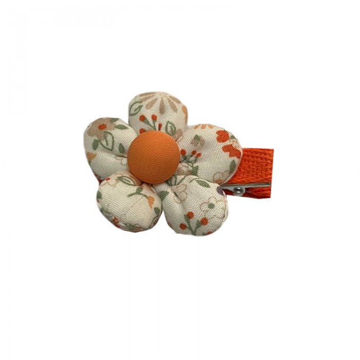 Hair Clip with White-Orange Flower