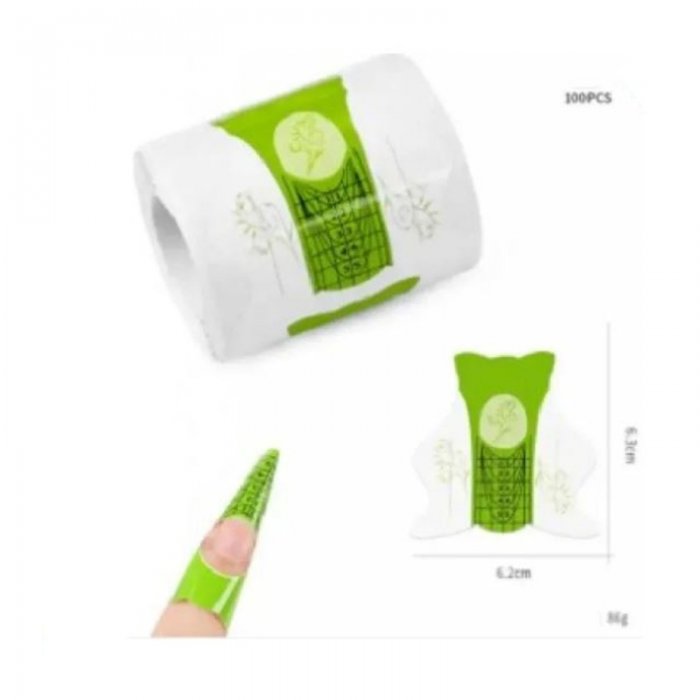 Nail Extension Forms In Green Color 100pcs