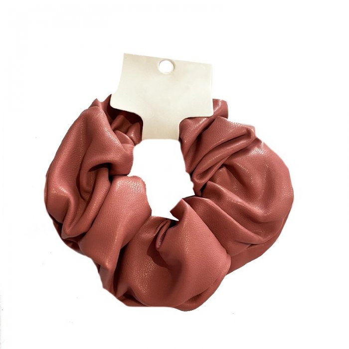 Pink Leather Scrunchie