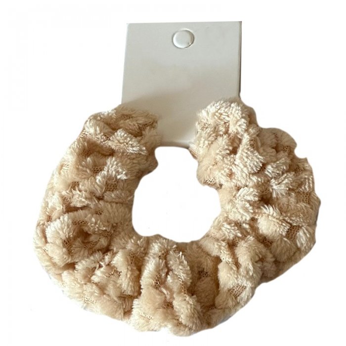 Scrunchie Μπεζ Γουνάκι