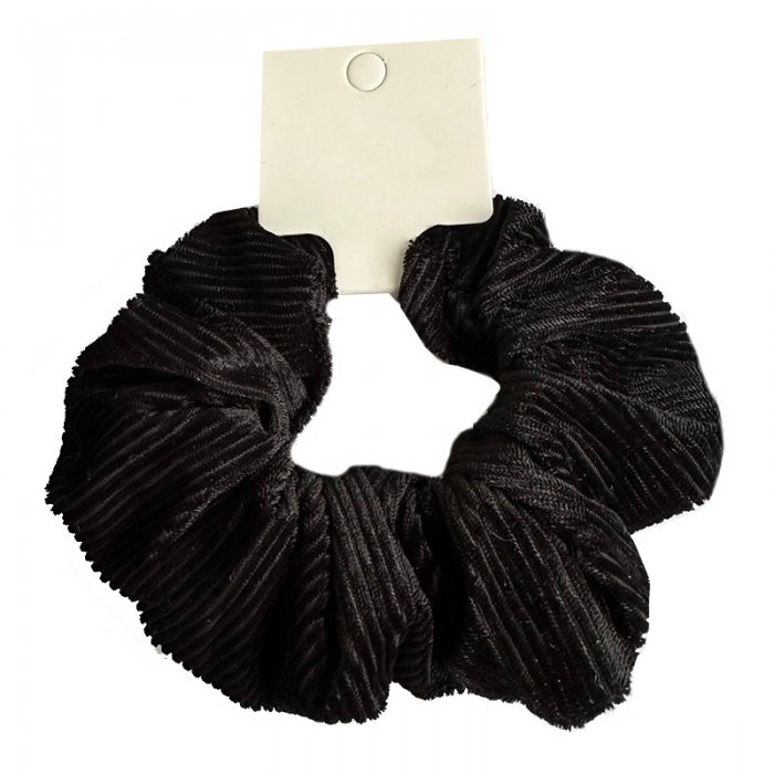 Scrunchie Black Corduroy Soft