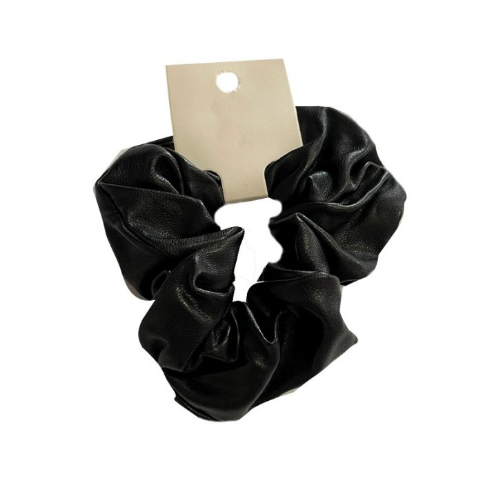 Scrunchie Μαύρο Δερμάτινο