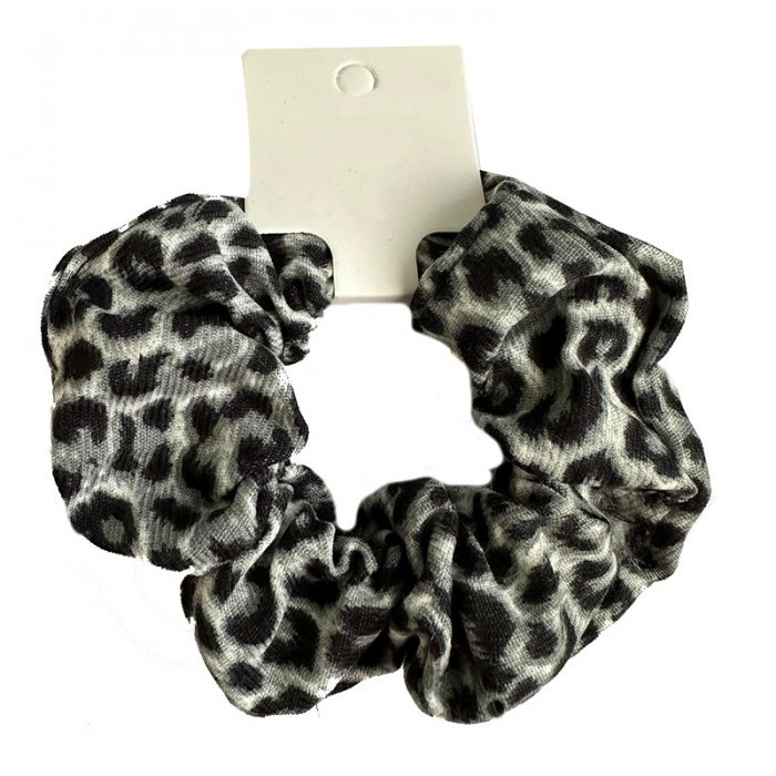 Scrunchie Γκρί Animal Print Βαμβακερό