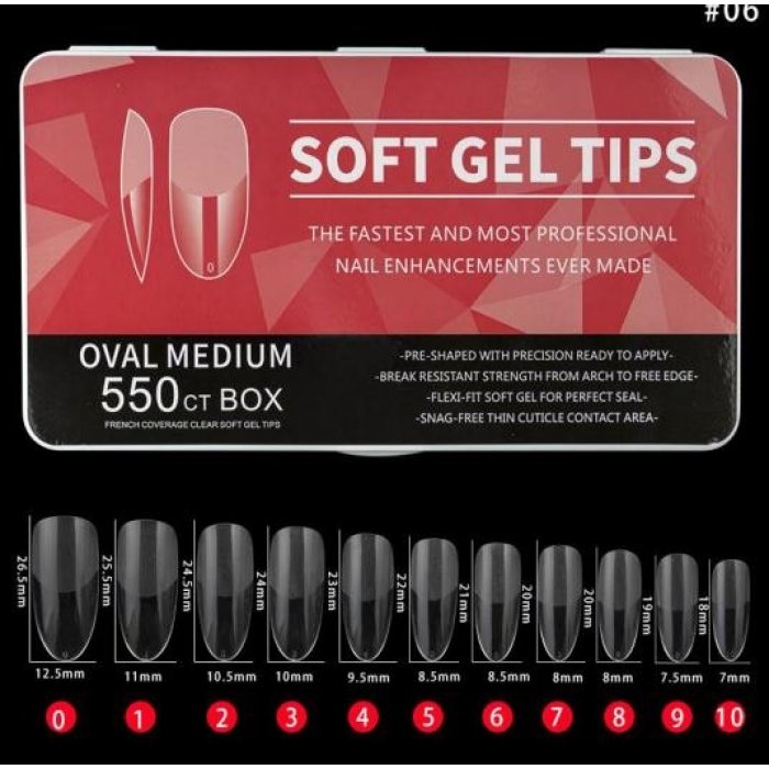 Soft Gel Tips Medium Oval 11 Sizes 550pcs