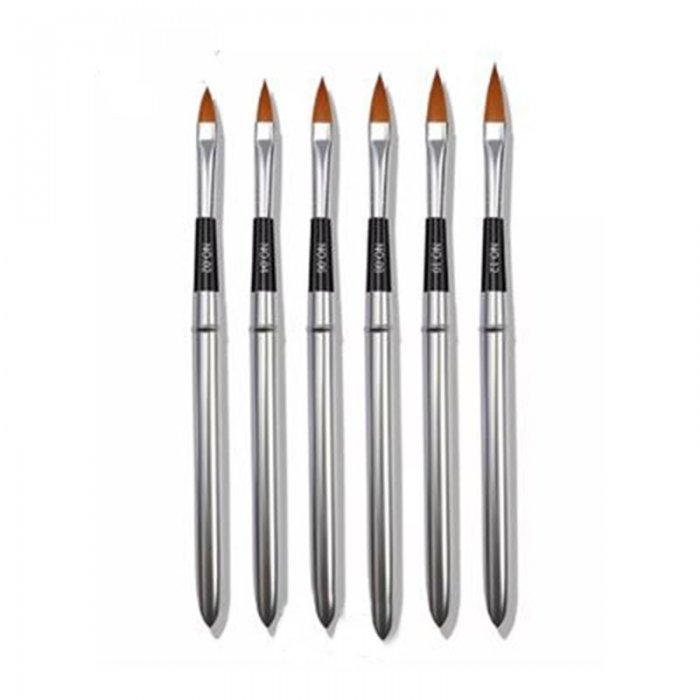 Acrylic Brush Set 6pcs Metal Handle