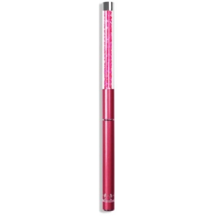 Linear Nail Art Brush Ergonomic Handle With Rhinestones Pink