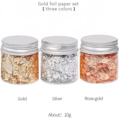 Nail Art Foil Set For Nail Decoration Three Piece Set Gold Silver Rose Gold 3x10gr