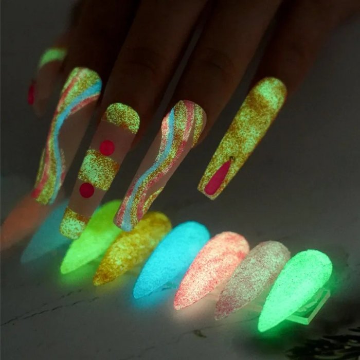 Nail Art Neon Glitter Pigment Sugar Powder 6 Χρώματα