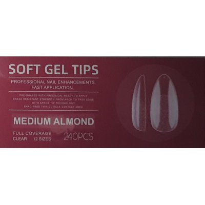 Soft Gel Tips Medium Almond 12 Sizes 240pcs